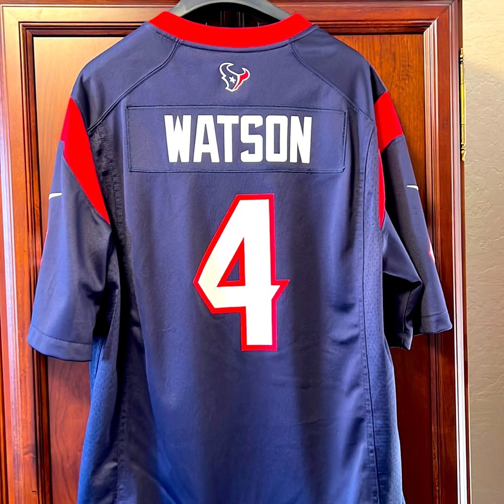 Like New Rare NFL Houston Texans Star Quarterback Watson #4 Blue Jersey!